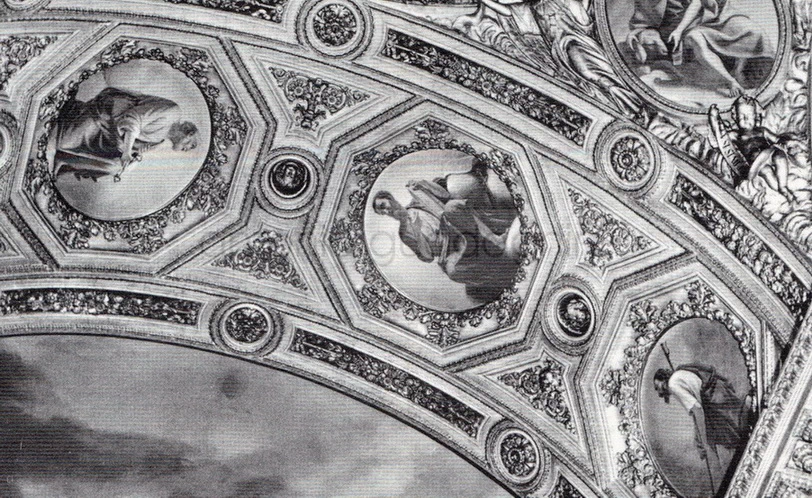 Bergamo - chiesa di S. Alessandro a Milano, fotografia d'epoca del dipinto rovinato dall'incendio